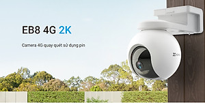 Camera Ezviz Pin Sạc EB8 2K dùng Sim 4G, Tặng Kèm Tắm Pin NLMT, định vị GPS, có màu ban đêm - Hàng chính hãng