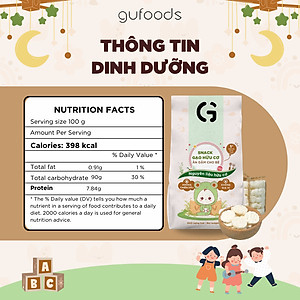 Bánh Snack Ăn Dặm Hữu Cơ Cho Bé GUfoods 40g - Thành Phần Gạo Organic, Không Gia Vị, Dễ Tiêu Hoá