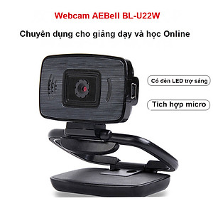 ROGTZ - Webcam học Online cho máy tính AEBell BL-U22W Độ phân giải HD 720P Micro thu âm đa hướng Quay 360 độ Trục xoay linh hoạt Chỉnh sáng thông minh Cáp dài 1,5m USB 2.0  Tương thích nhiều HĐH Dễ cài đặt Dễ sử dụng - Hàng Chính Hãng