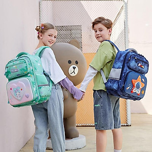 Balo học sinh tiểu học cho bé trai gái đi học cấp 1 màu galaxy đẹp vải cao cấp chống nước BF18-119