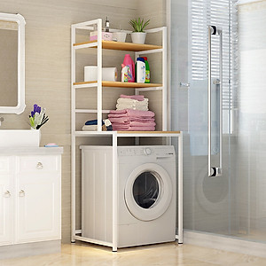 Kệ máy giặt 3 tầng cửa trước KMG01N thương hiệu 9House kệ để đồ trên máy giặt loại khung thép dày dặn sơn tĩnh điện chống bong tróc, gỗ lõi xanh phủ melamine chống nước cực bền, Sản xuất tại Việt Nam - Hàng chính hãng
