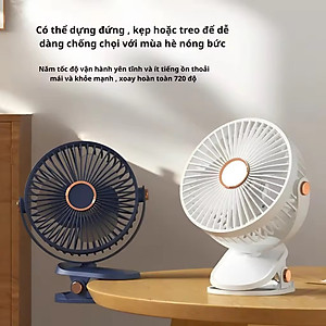[HÀNG LOẠI 1 XỊN] Quạt tích điện mini để bàn pin 10000mAh chạy 24 giờ liên tục 4 chế độ gió xoay 720 độ