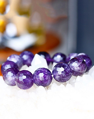 Vòng thạch anh tím hạt đa giác size 16mm mệnh hỏa. thổ - Ngọc Quý Gemstones