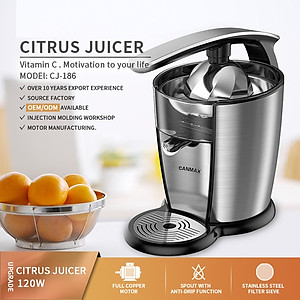 Máy vắt cam cao cấp thương hiệu Canmax CJ-186 - Chất liệu: Inox 304 - Dung tích: 1000ml - Công suất: 120W - Hàng Nhập Khẩu