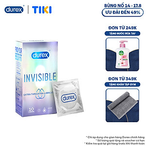 Bao cao su Durex Invisible Extra Thin Extra Lubricated 1 Hộp 10 Bao