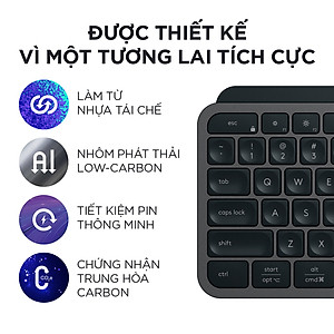 Bàn phím không dây Logitech MX Keys S - Low Profile yên tĩnh, Đèn nền, Bluetooth, Sạc USB-C - Hàng chính hãng