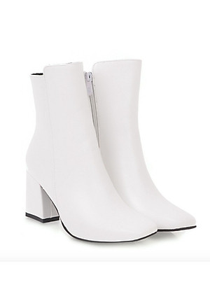 Giày boot nữ cổ lửng màu trắng thời thượng GBN0802