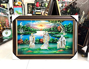  { SIÊU SALE } Tranh Sơn Mài - PHÚC LỘC THỌ | Khảm Cừ Cao Cấp | Size 50x80 cm