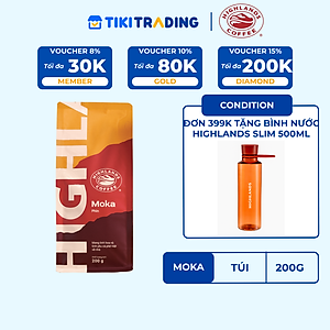 [ ĐƠN 399K TẶNG PHIN PHA CÀ PHÊ HIGHLANDS] Cà phê Rang xay Moka Highlands Coffee 200g
