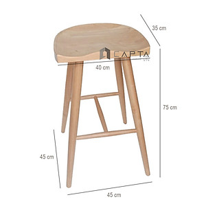 Ghế quầy bar gỗ không lưng tựa cao 75 cm chân cố định Ghế studio chụp ảnh đẹp CB Nemo-75W tại HCM