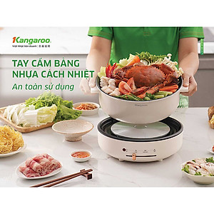 Lẩu điện Kangaroo KG50EH1, dung tích 5L, công suất 1500W, cấu trúc đĩa truyền nhiệt giúp truyền nhiệt nhanh và đều - Hàng chính hãng