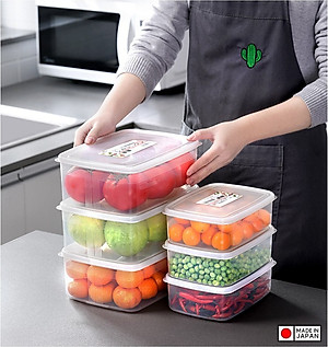 Combo 03 Hộp nhựa Nakaya 3L bảo quản thức ăn trong tủ lạnh, có nắp mềm - Hàng nội địa Nhật Bản