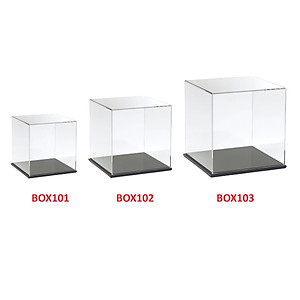 Hộp mica Enter BOX102 15x15x15cm mica dày 2mm, đế đen 5mmx2 vuông, Hộp trưng bày mô hình, Hộp mica trong chống bụi