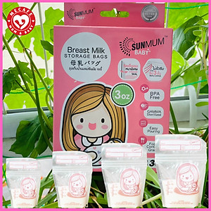 Combo 60 túi trữ sữa mẹ Sunmum mini hồng 100ml (2 hộp) tặng 2 zipper bảo quản