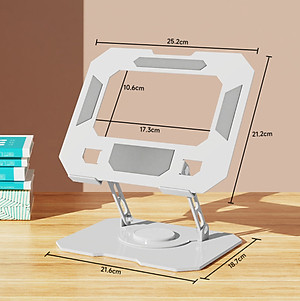 Kệ đỡ giá đỡ đế tản nhiệt dành cho laptop, macbook, máy tính hợp kim nhôm gấp gọn xoay 360 độ nhiều nấc độ cao - K2 - Hàng chính hãng