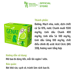 Kẹo ngậm Genat Chanh Sả (Hộp 100 viên) - Giao 2H HCM