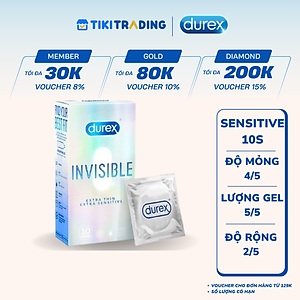 Bao cao su Durex Invisible Extra Thin Extra Sensitive 1 Hộp 10 Bao