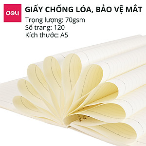 Sổ Lò Xo Kép A5 Deli - Sổ Gáy Xoắn 120 Trang Giấy Kẻ Ngang Chống Lóa - Sổ Tay Tập Vở Học Sinh Ghi Bài Takenote Planner