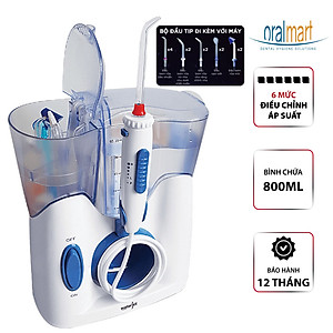 Máy tăm nước gia đình Waterjet Flosser Ultra (12 đầu tăm, dùng được cho người niềng răng, có đầu cạo lưỡi, đầu hút mũi) - Bảo hành 12 tháng