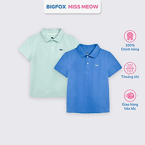 Áo polo bé trai Bigfox Miss Meow mùa hè chất cá sấu, áo có cổ đồng phục đi học size đại 7-15 tuổi 50kg