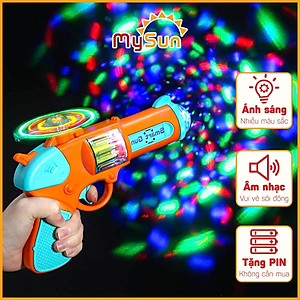 Súng đồ chơi trẻ em 3D bằng nhựa cho bé có nhạc âm thanh có đèn giải trí ngoài trời và trong nhà tặng PIN AA