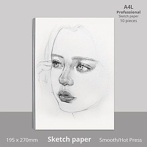 Giấy vẽ chuyên dụng A4L cao cấp, giấy vẽ nhập từ Ý có vân nhẹ màu trắng tự nhiên, giấy vẽ đẹp được cả 2 mặt, giấy dày 250gsm A4L 10 tờ (A4 Thickening Art Special Sketch) Green Art - Hàng chính hãng