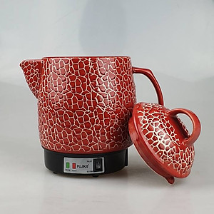 Siêu sắc thuốc điện tự động ngắt Fujika 3Lit màu đỏ, hoa văn ngẫu nhiên-Hàng chính hãng