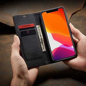 Bao Da dành cho điện thoại iPhone 11 dạng ví có ngăn để thẻ ATM để tiền tiện lợi - Hàng chính hãng