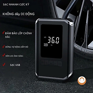 Máy Bơm Lốp Xe Máy Xe Đạp Không Dây Thế Hệ Mới 2025 150PSI LED Display Nhỏ Gọn Mạnh Mẽ Tự Động Ngắt Khi Đủ Hơi