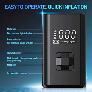 Máy Bơm Lốp Xe Máy Xe Đạp Không Dây Thế Hệ Mới 2025 150PSI LED Display Nhỏ Gọn Mạnh Mẽ Tự Động Ngắt Khi Đủ Hơi