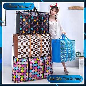Túi Bạt Chống Thấm Đựng Chăn, Quần Áo, đi du lịch Đa Năng Có Khóa Kéo Tiện Lợi - Giao Hoa Văn Ngẫu Nhiên