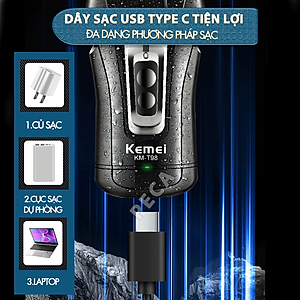 Máy cạo râu mini Kemei KM-T98 công suất mạnh mẽ 5W chống nước IPX5 - Hàng chính hãng