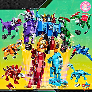 Đồ chơi lắp ráp xếp hình robot người máy Qman 1414 - Siêu Robot khủng long (553 mảnh ghép) dành cho bé trên 6 tuổi