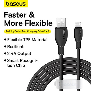 Cáp Sạc Nhanh Baseus Pudding Series USB to Ln 2.4A dùng cho Iphone ipad (Fast Charging Data Cable) - Hàng Chính Hãng