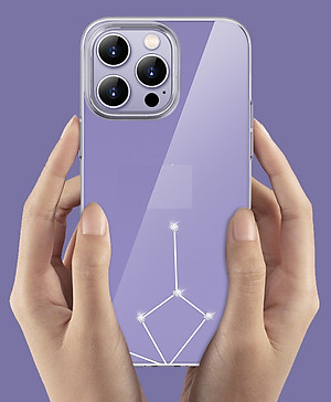 Ốp Lưng dành cho iPhone 14 Pro Max Cứng Trong Suốt Chống Ố Vàng siêu mỏng Đính Đá hiệu Memuni Diamon - Hàng nhập khẩu