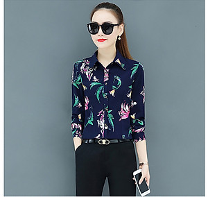 Áo sơ mi nữ công sở Haint  Boutique Thiết kế tay dài hoạ tiết hoa SM39