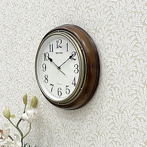 Đồng hồ Rhythm CMH722CR06 Kt 32.0 x 7.0cm, 1.15kg Vỏ gỗ. Dùng Pin.