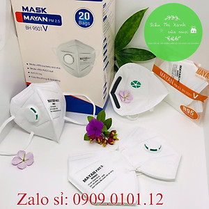 Khẩu trang Mayan PM2.5 BH9501V có van thở, Khẩu trang N95 lọc kháng khuẩn đệm mũi cao cấp