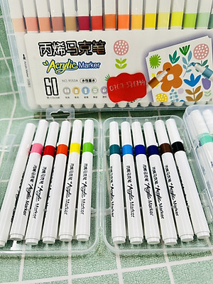Bút Lông Màu Acrylic Marker 12/24/36/48/60 Màu Hàng Cao Cấp An Toàn Màu Sắc Tươi Sáng Vẽ Được Trên Nhiều Chất Liệu