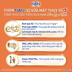 Sữa bột Nestlé NAN INFINIPRO A2 1 với công thức đầu tiên chứa đạm A2, 6HMO & Lợi khuẩn kép nhập khẩu Thụy Sĩ - Hộp 800g cho bé 0 - 12 tháng