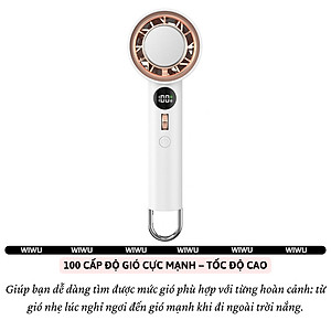 Quạt cầm tay turbo sò lạnh mini siêu mát Pin trâu 3000 mAh, nhỏ gọn linh hoạt hiệu WIWU Wi-FS016 ChillMate - 100 chế độ gió, thiết kế đẹp, bền - hàng nhập khẩu