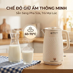 Ấm thuỷ giữ nhiệt 1.7 Lít Mishio MK385 inox 304 - hàng chính hãng