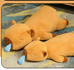 Thú nhồi bông capybara phom nằm đáng yêu - Size từ 60cm đến 90cm - Quà tặng gấu bông chuột lang chảy nước mũi có thể kéo ra được.