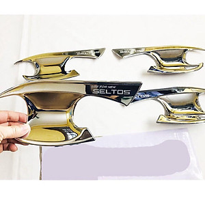 Bộ ốp tay nắm cửa, hõm cửa dành cho xe KIA Seltos 2021 mạ Crom