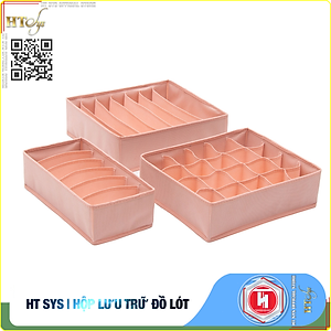 Combo 3 hộp vải đựng bảo quản đồ lót HT SYS - Khay đựng quần áo tất vớ bằng vải không dệt tiết kiệm diện tích 6, 7, 20 ngăn - Hàng Chính Hãng