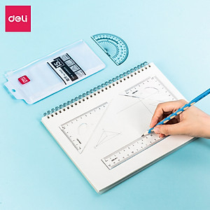 Bộ Thước Kẻ Thước Đo Độ Eke Học Sinh Deli - Bộ Dụng Cụ Học Tập 4 Chiếc  - 79529 79530