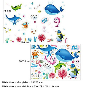 Decal dán tường thế giới cá ngộ nghĩnh cho bé ZOOYOO XL7225
