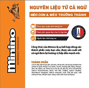 Thức ăn cho mèo con & mèo trưởng thành Minino Tuna Flavored vị cá ngừ gói 1.3kg