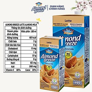 Thùng Sữa Hạt Hạnh Nhân ALMOND BREEZE vị Latte 180ml x 24 Hộp
