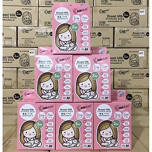Hộp 30 túi trữ sữa Sunmum mini 100ml Thái Lan (có tem niêm phong) tặng 2 zipper 15x20cm